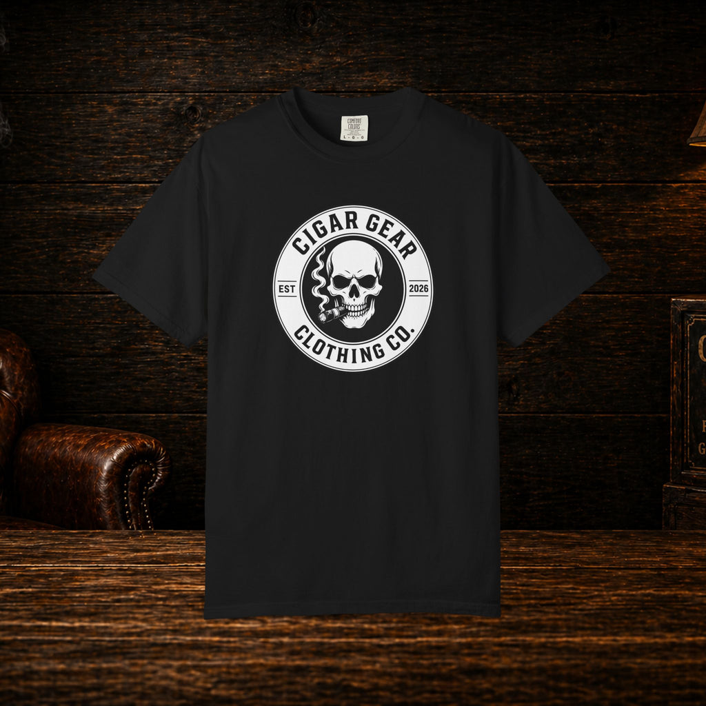 Cigar Gear Skull Logo T-Shirt — Cigar Gear Clothing Co. Vintage Smoke Tee