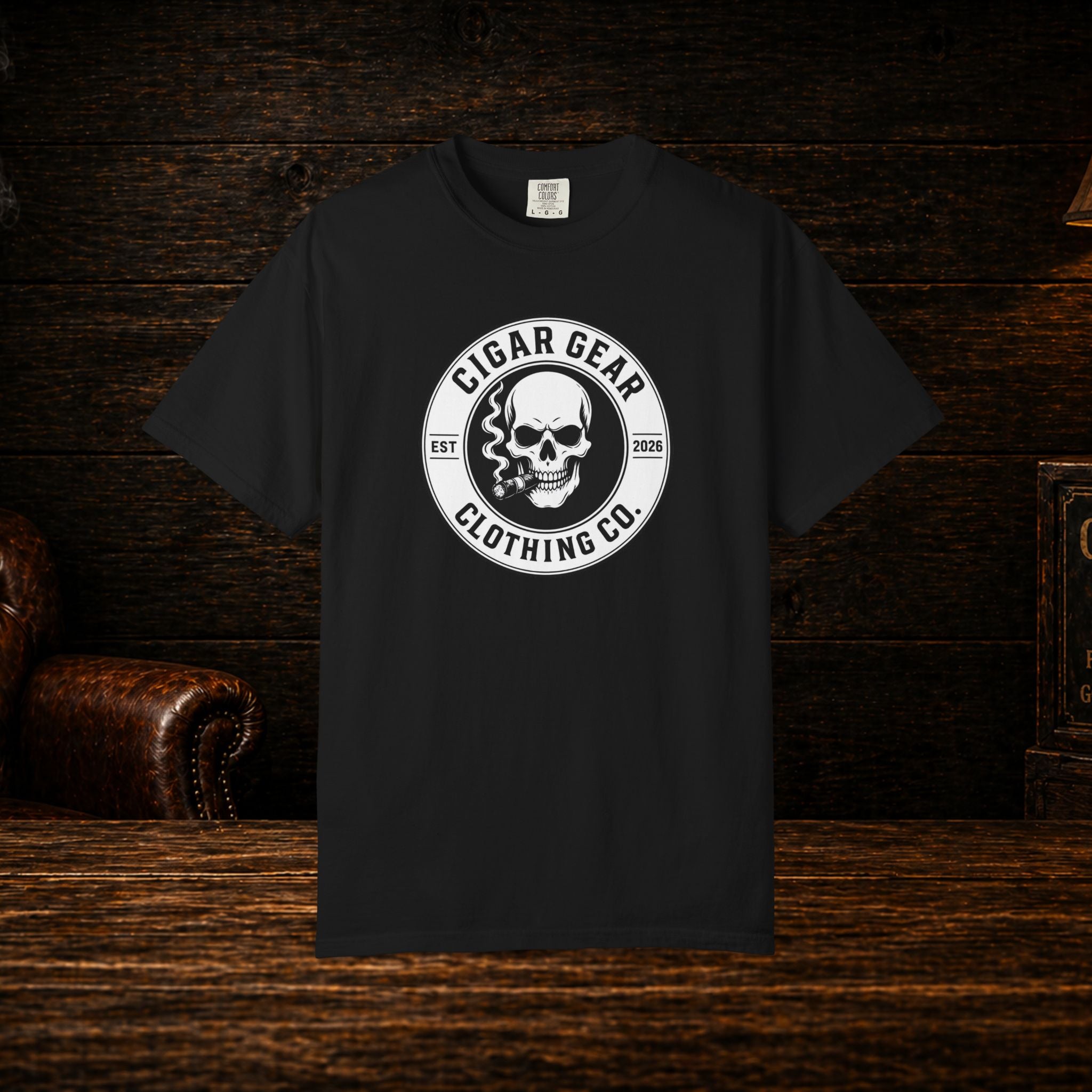Cigar Gear Skull Logo T-Shirt — Cigar Gear Clothing Co. Vintage Smoke Tee