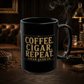 Vintage Coffee Cigar Repeat Black Mug – Vintage Cigar Gear Design (15oz)