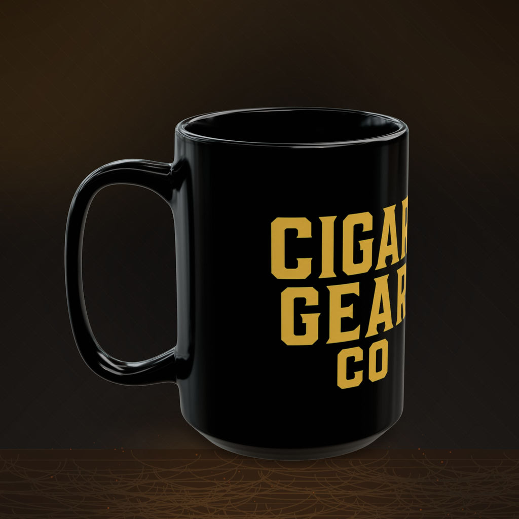 Cigar Gear Co. Skull  Black Mug – Vintage Cigar Gear Design (15oz)
